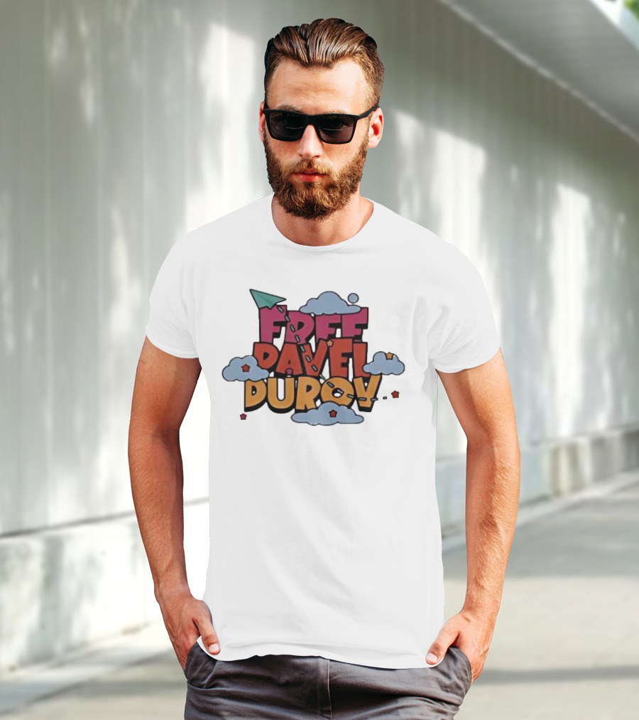 Free Pavel Durov Telegram Graffiti Clouds Paper Airplane T-Shirt