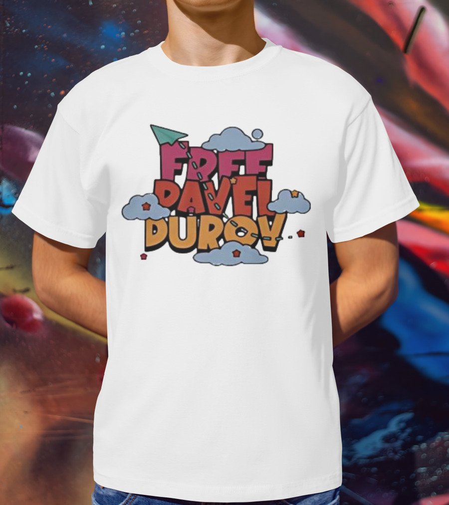 Free Pavel Durov Telegram Graffiti Clouds Paper Airplane T-Shirt