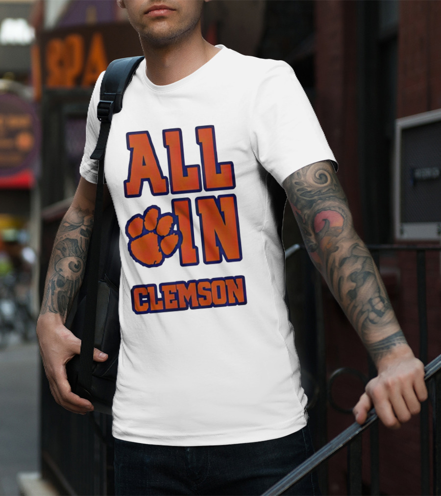 All In Clemson Tigers Football Paw T-Shirt