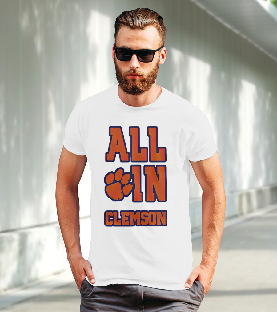 All In Clemson Tigers Football Paw T-Shirt