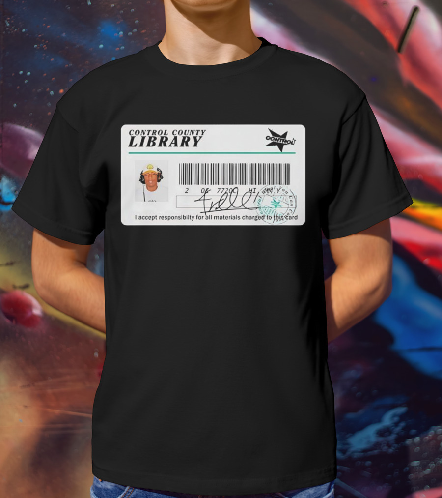 Control County Library Card Design With Signature And Photo T-Shirt