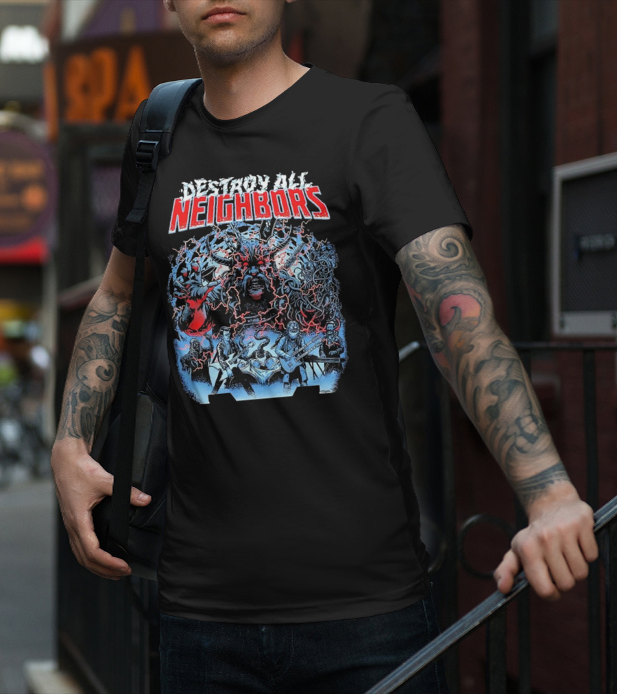 Destroy All Neighbors Monster Band Horror T-Shirt