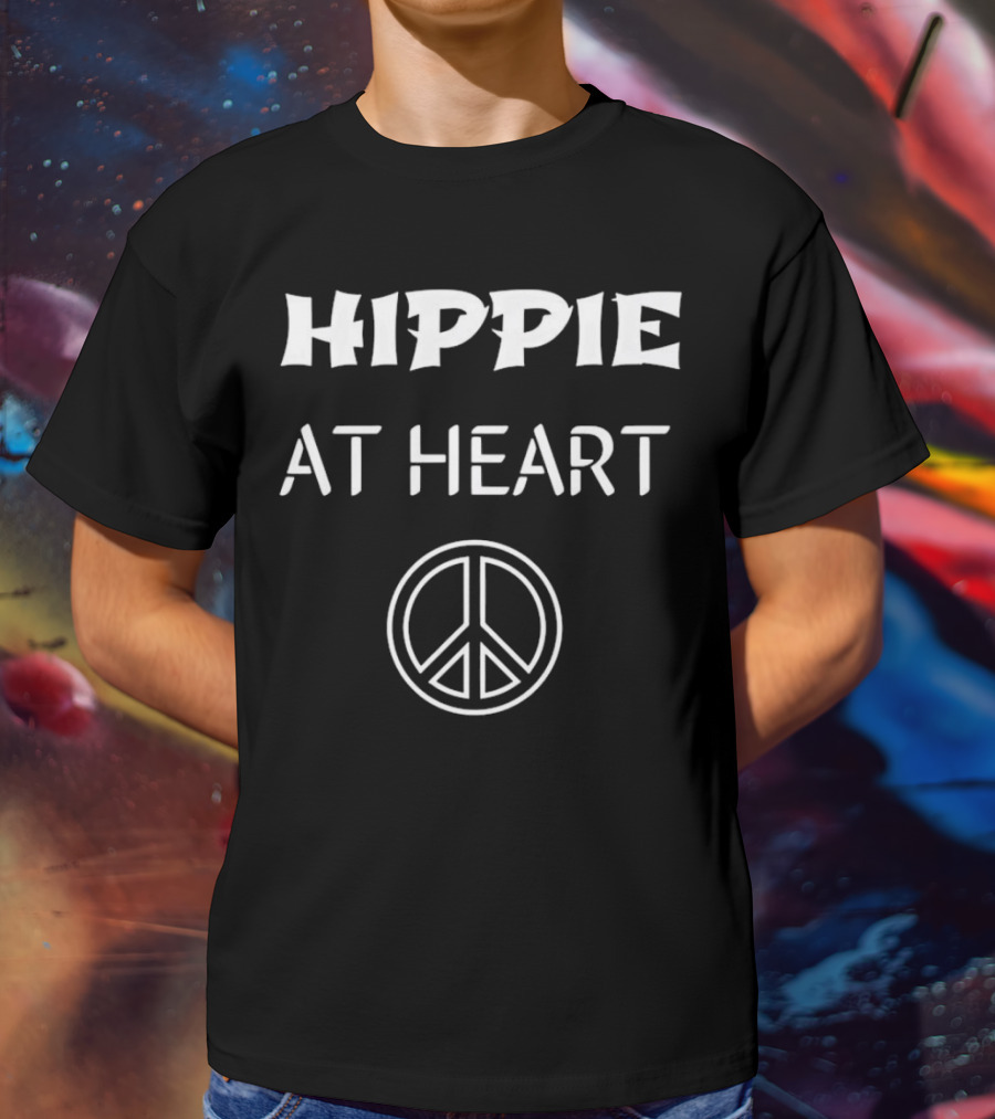 Hippie At Heart Peace Symbols Iconic Message T-Shirt