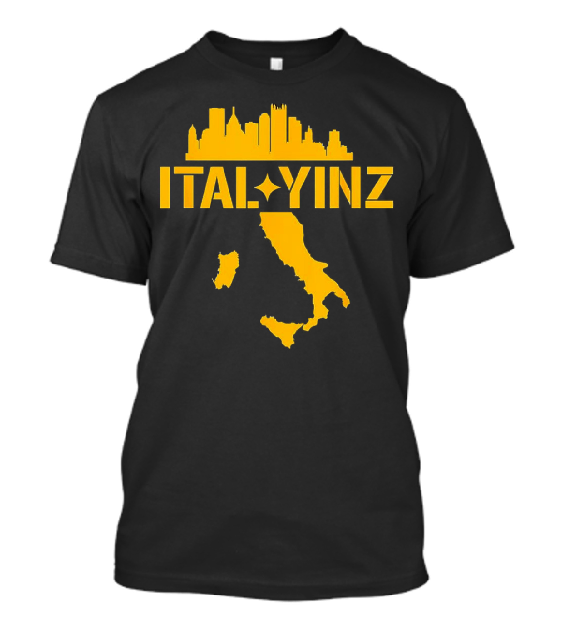 Ital Yinz Pittsburgh Skyline Italy Map T-Shirt