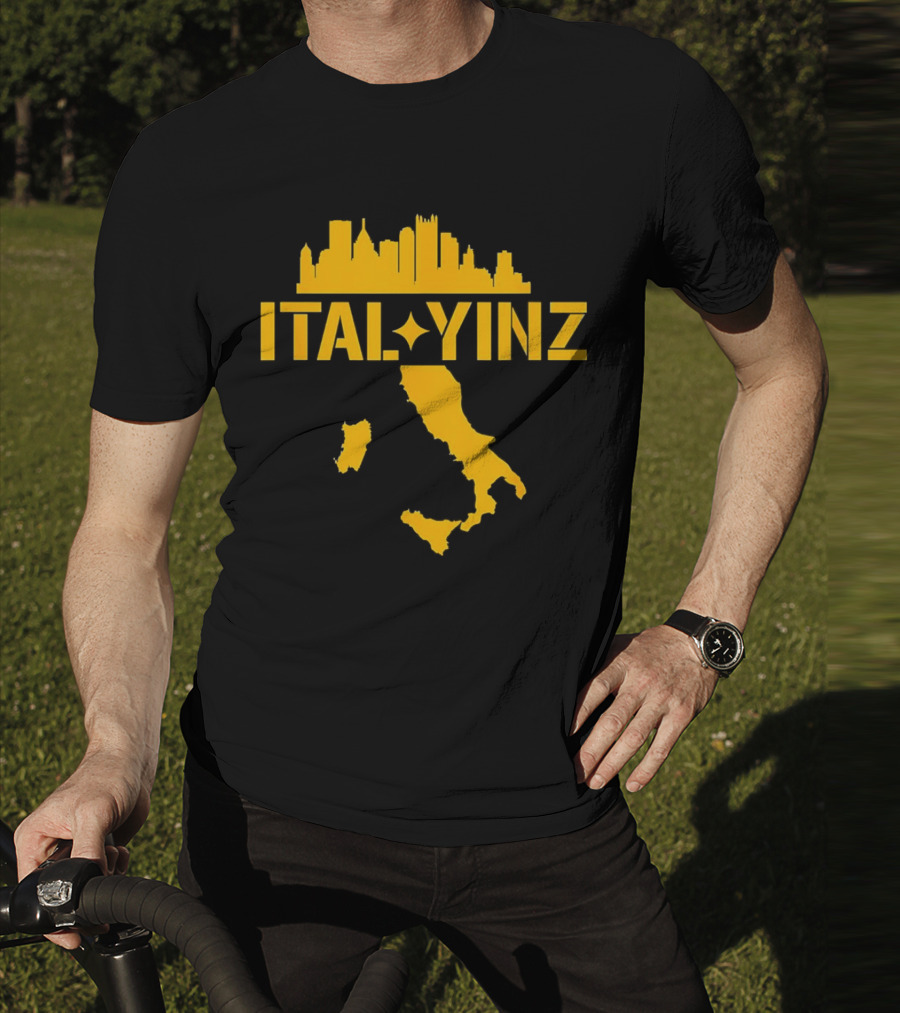 Ital Yinz Pittsburgh Skyline Italy Map T-Shirt