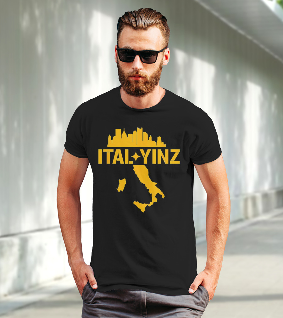 Ital Yinz Pittsburgh Skyline Italy Map T-Shirt