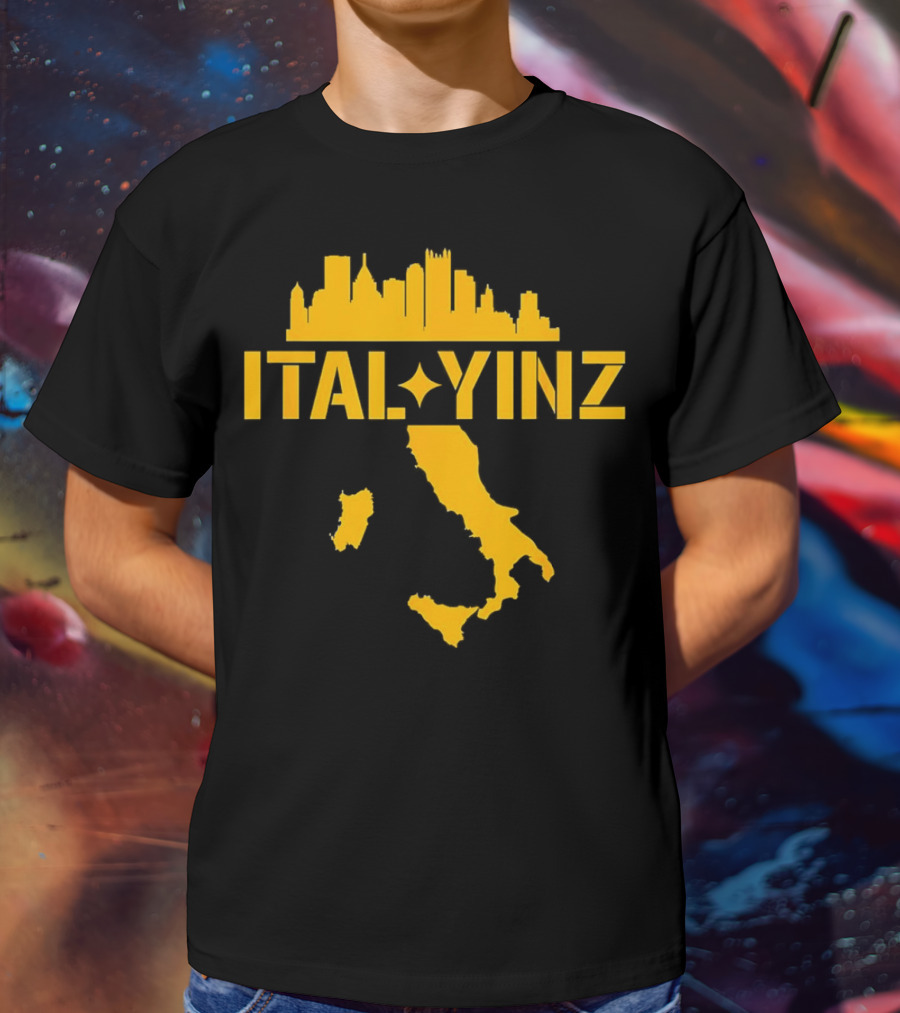 Ital Yinz Pittsburgh Skyline Italy Map T-Shirt