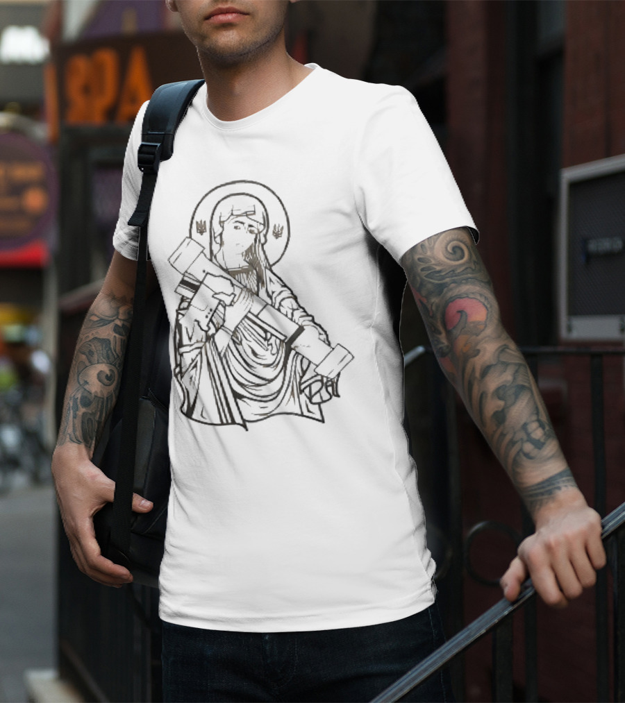 Military Bundle Saint Holding Rocket Launcher T-Shirt