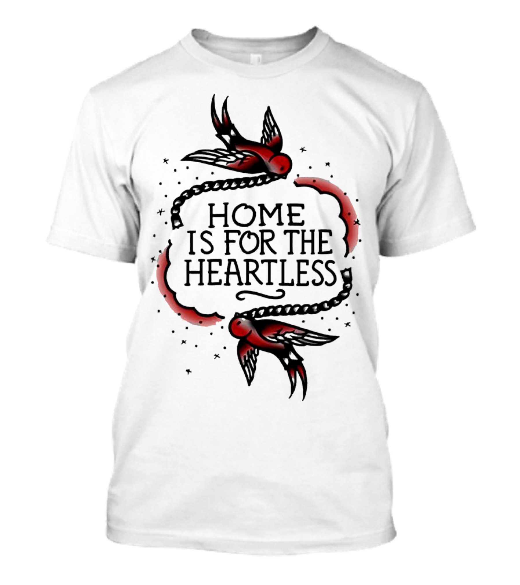 Home Is For The Heartless Red Swallows And Chain T-Shirt