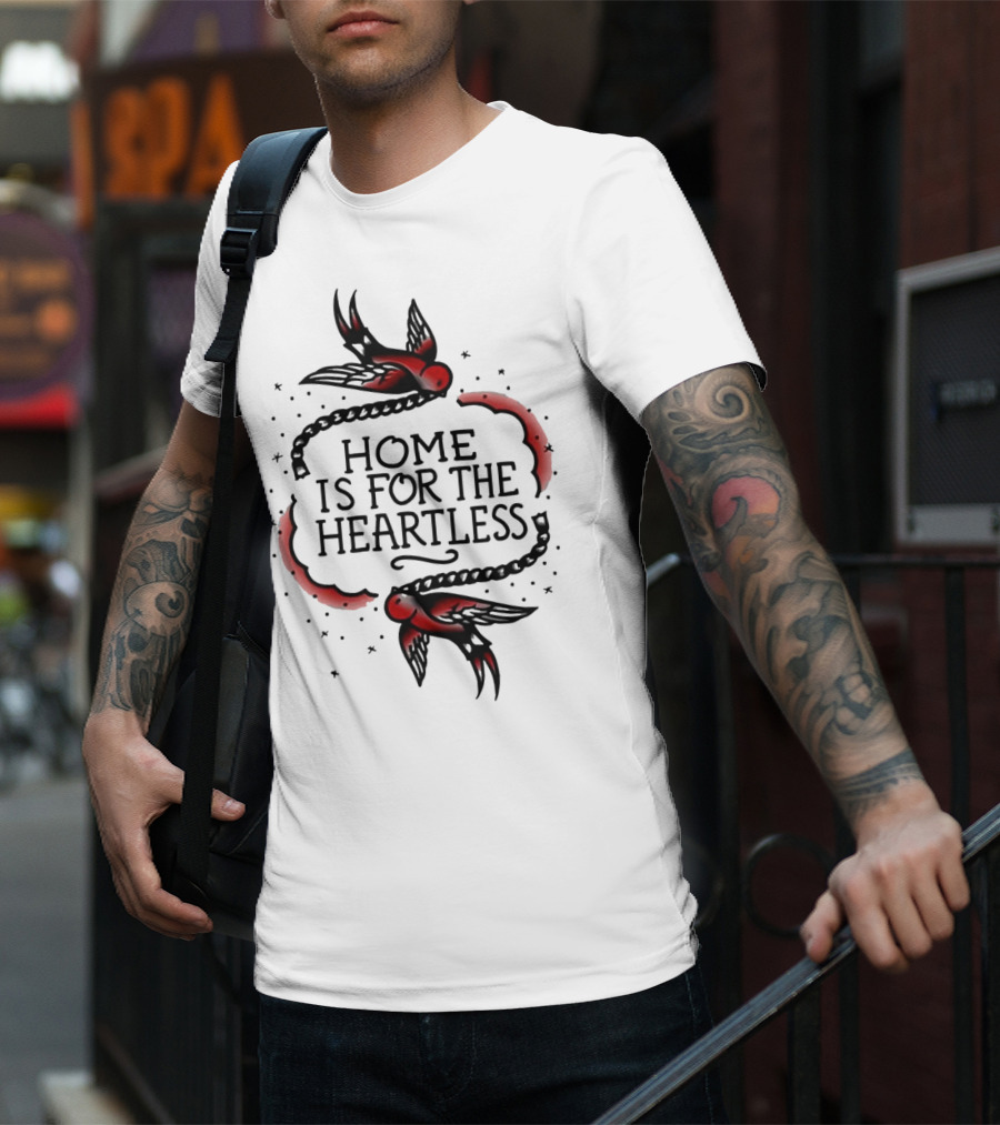 Home Is For The Heartless Red Swallows And Chain T-Shirt