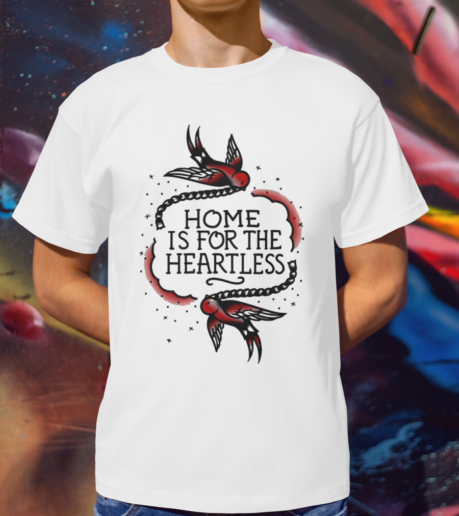 Home Is For The Heartless Red Swallows And Chain T-Shirt