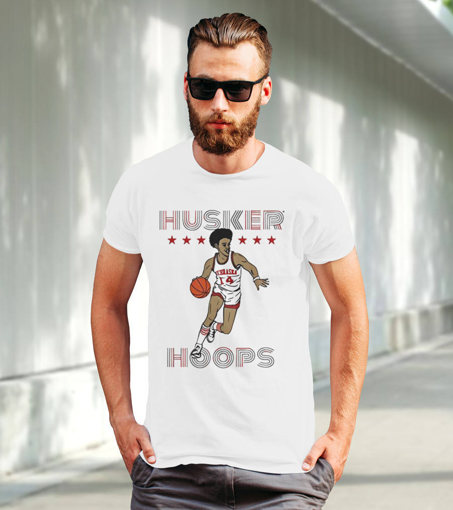 Husker Hoops Nebraska Cornhuskers Basketball Player With Stars T-Shirt