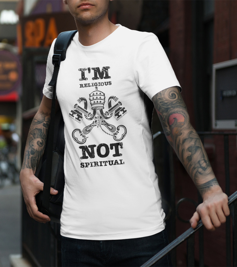 I'm Religious Not Spiritual Papal Tiara And Crossed Keys T-Shirt