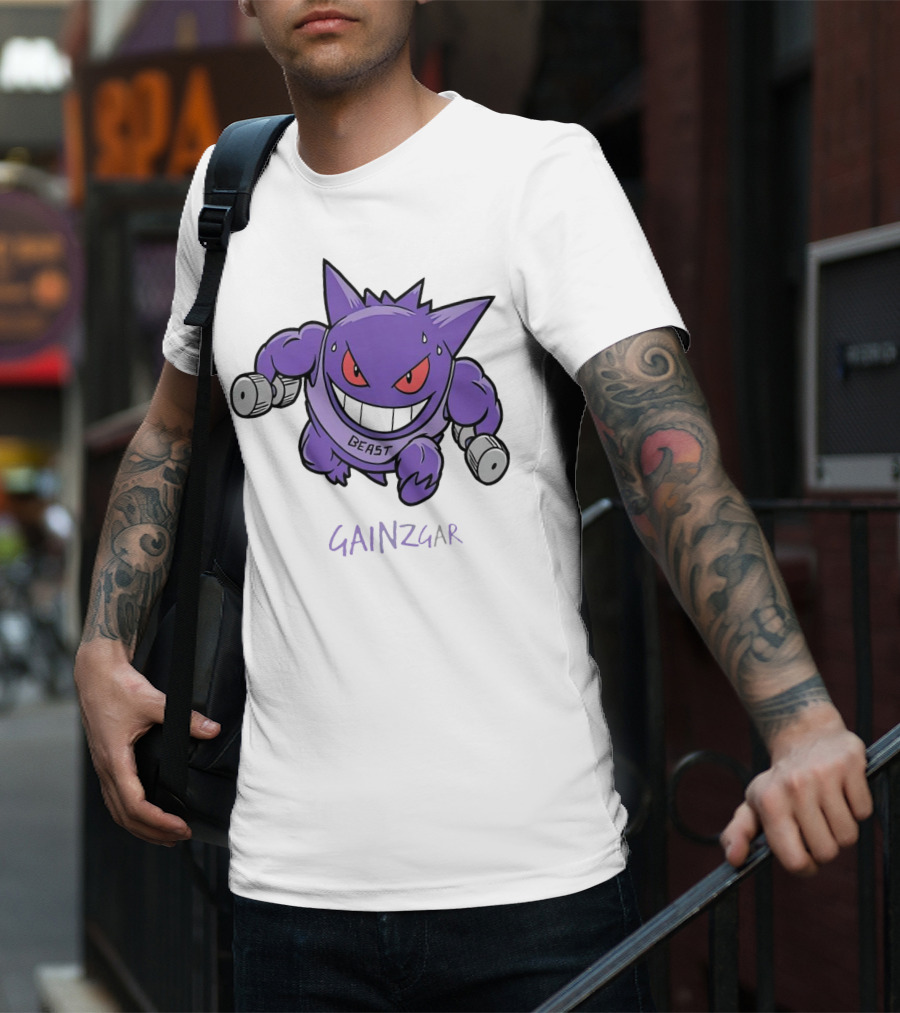 Pokemon Gengar Gainzgar Beast Lifting Dumbbells T-Shirt