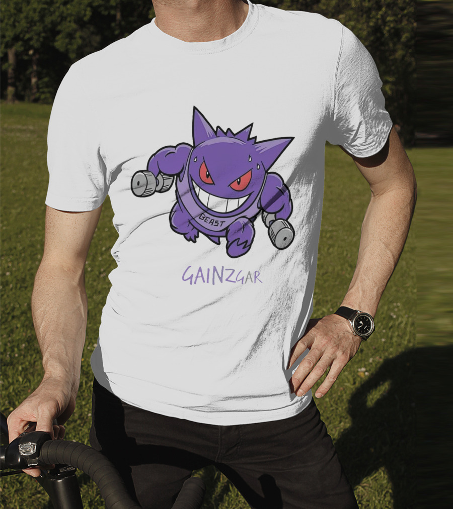 Pokemon Gengar Gainzgar Beast Lifting Dumbbells T-Shirt