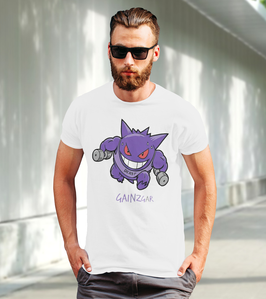 Pokemon Gengar Gainzgar Beast Lifting Dumbbells T-Shirt