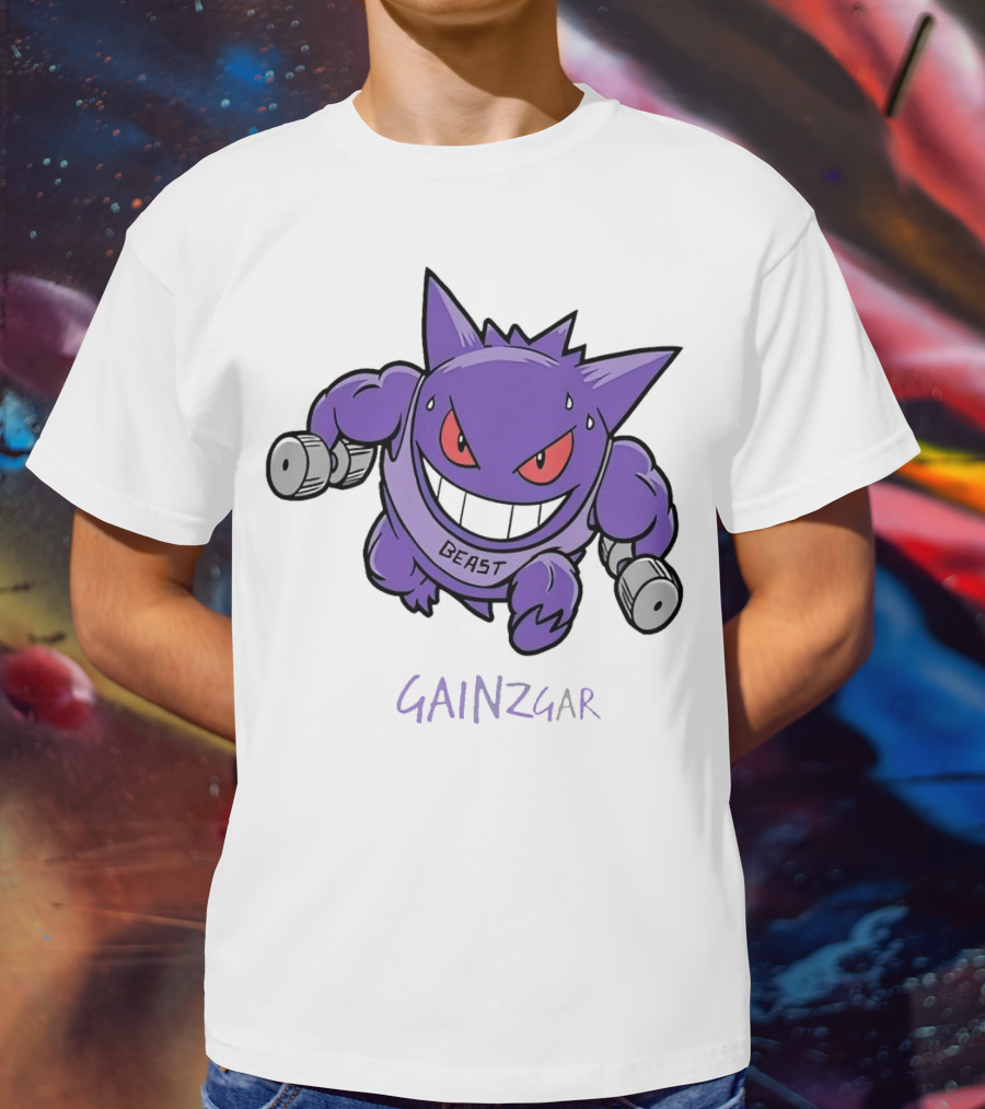 Pokemon Gengar Gainzgar Beast Lifting Dumbbells T-Shirt