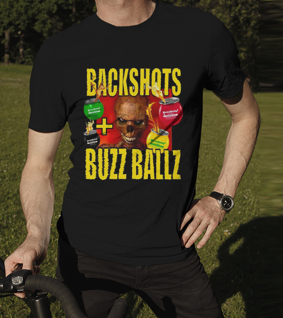 Backshots With Buzz Ballz Fiery Skeleton Combo T-Shirt