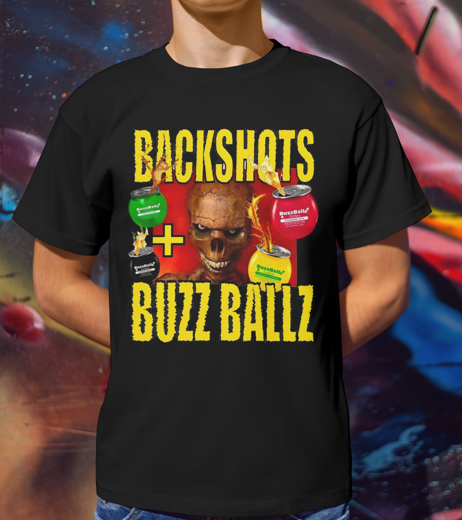 Backshots With Buzz Ballz Fiery Skeleton Combo T-Shirt