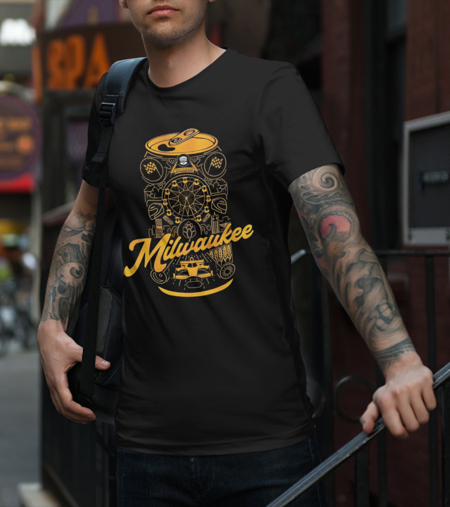 Milwaukee State Fair Park Ferris Wheel And Beer Can T-Shirt