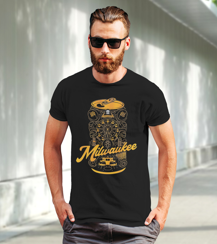 Milwaukee State Fair Park Ferris Wheel And Beer Can T-Shirt