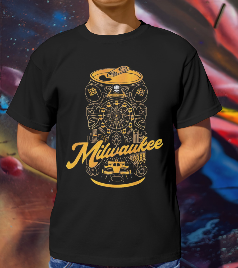 Milwaukee State Fair Park Ferris Wheel And Beer Can T-Shirt