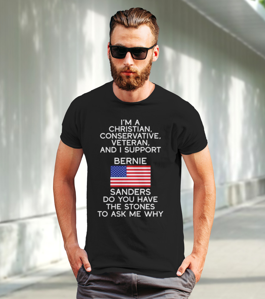 Christian Conservative Veteran Supporting Bernie Sanders American Flag Inquiry T-Shirt