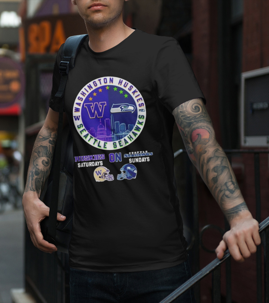 Washington Huskies Seattle Seahawks Huskies On Saturdays Seahawks On Sundays T-Shirt