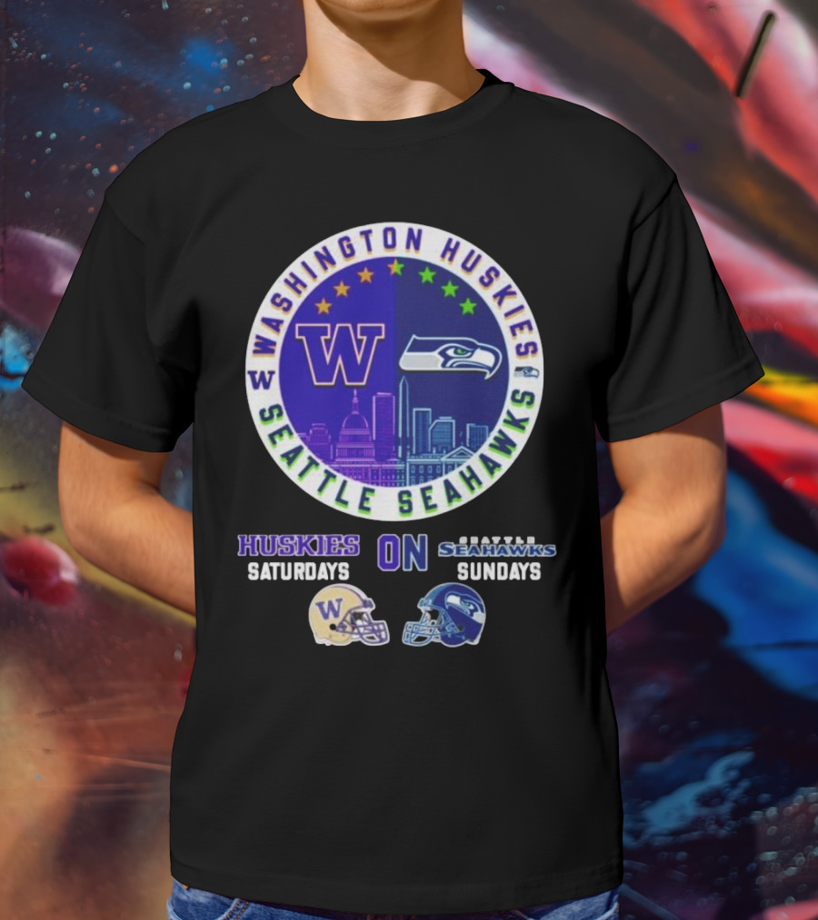 Washington Huskies Seattle Seahawks Huskies On Saturdays Seahawks On Sundays T-Shirt