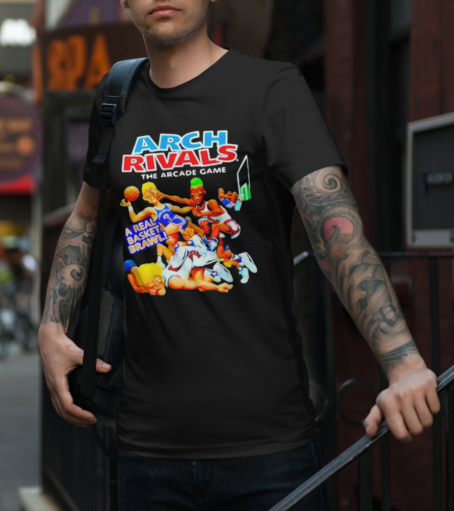 Arch Rivals Arcade Game A Real Basket Brawl Action Scene T-Shirt