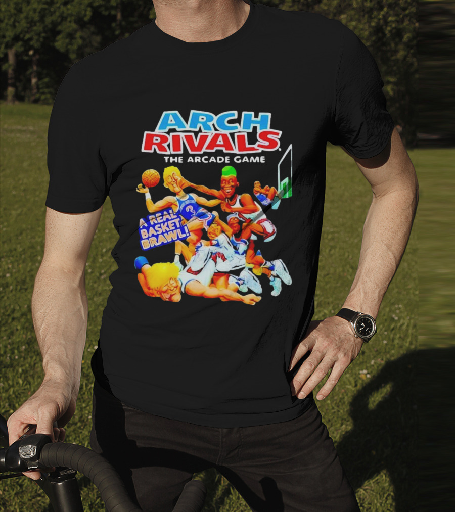 Arch Rivals Arcade Game A Real Basket Brawl Action Scene T-Shirt