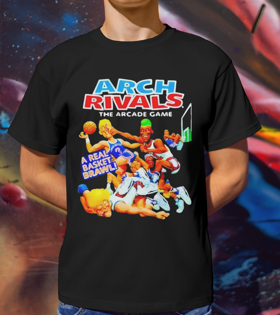 Arch Rivals Arcade Game A Real Basket Brawl Action Scene T-Shirt