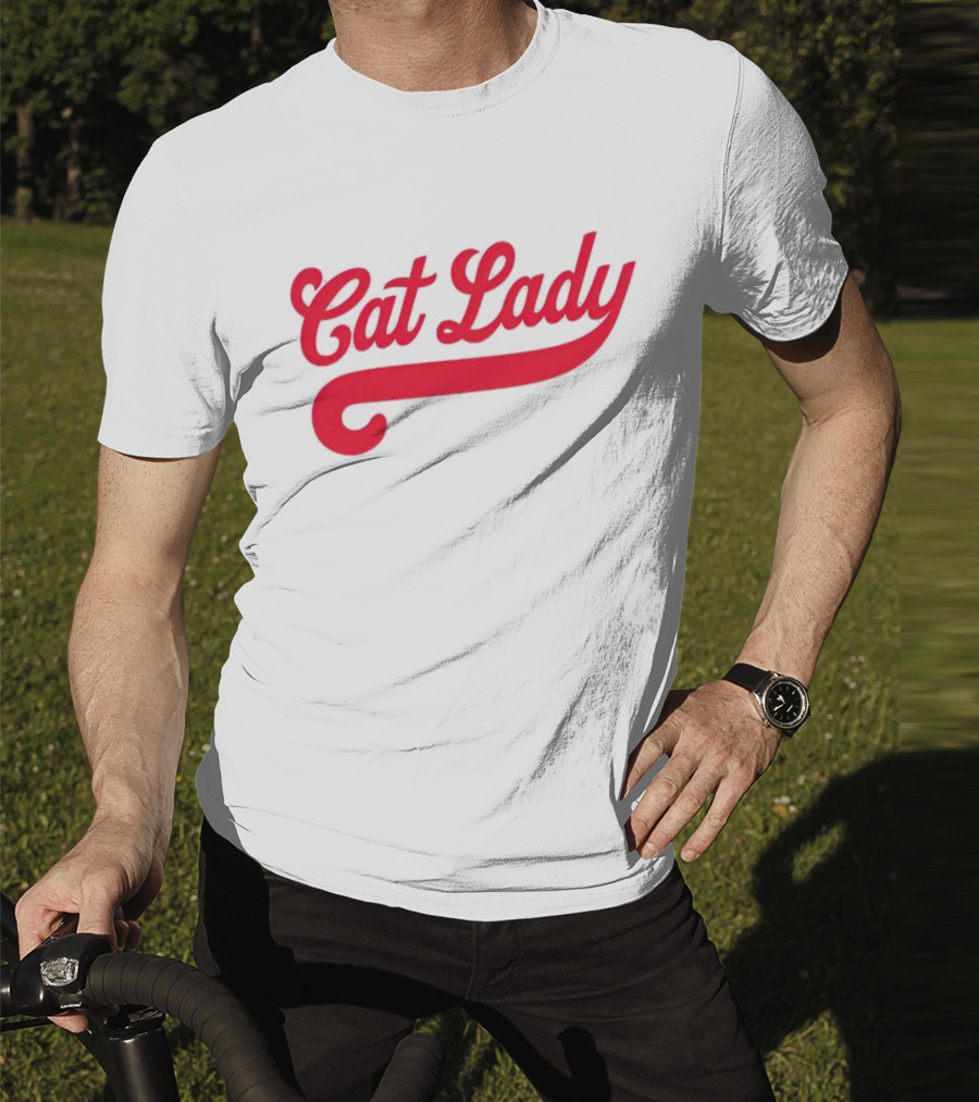 Cincinnati Reds Cat Lady Baseball Script Red T-Shirt