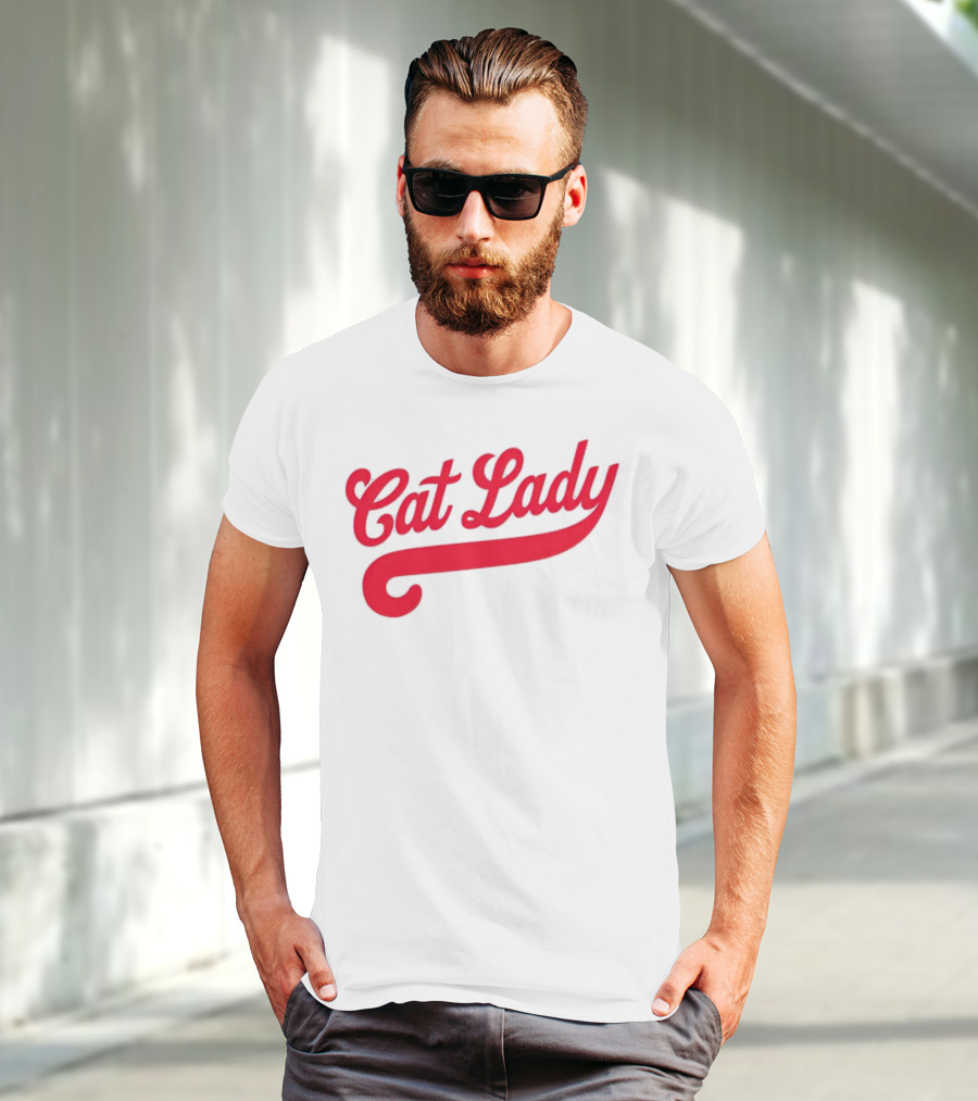 Cincinnati Reds Cat Lady Baseball Script Red T-Shirt