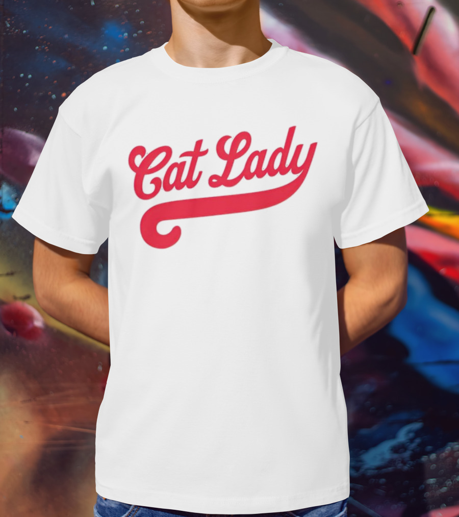 Cincinnati Reds Cat Lady Baseball Script Red T-Shirt