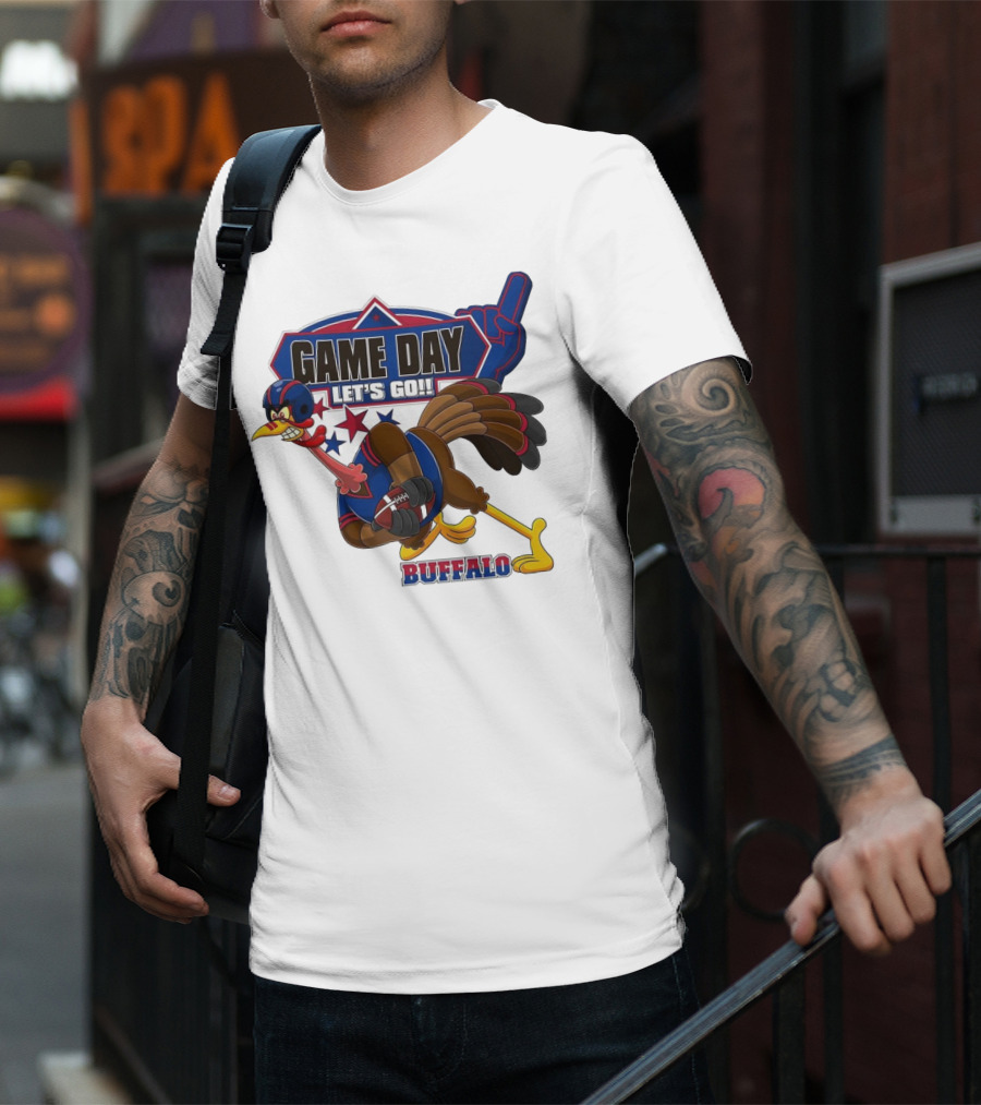Game Day Let's Go Buffalo Football Turkey Mascot T-Shirt