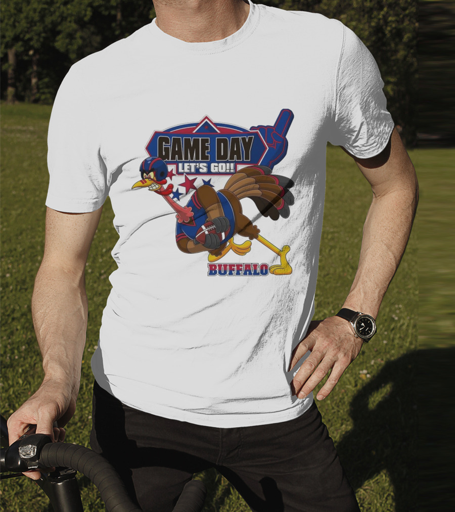 Game Day Let's Go Buffalo Football Turkey Mascot T-Shirt