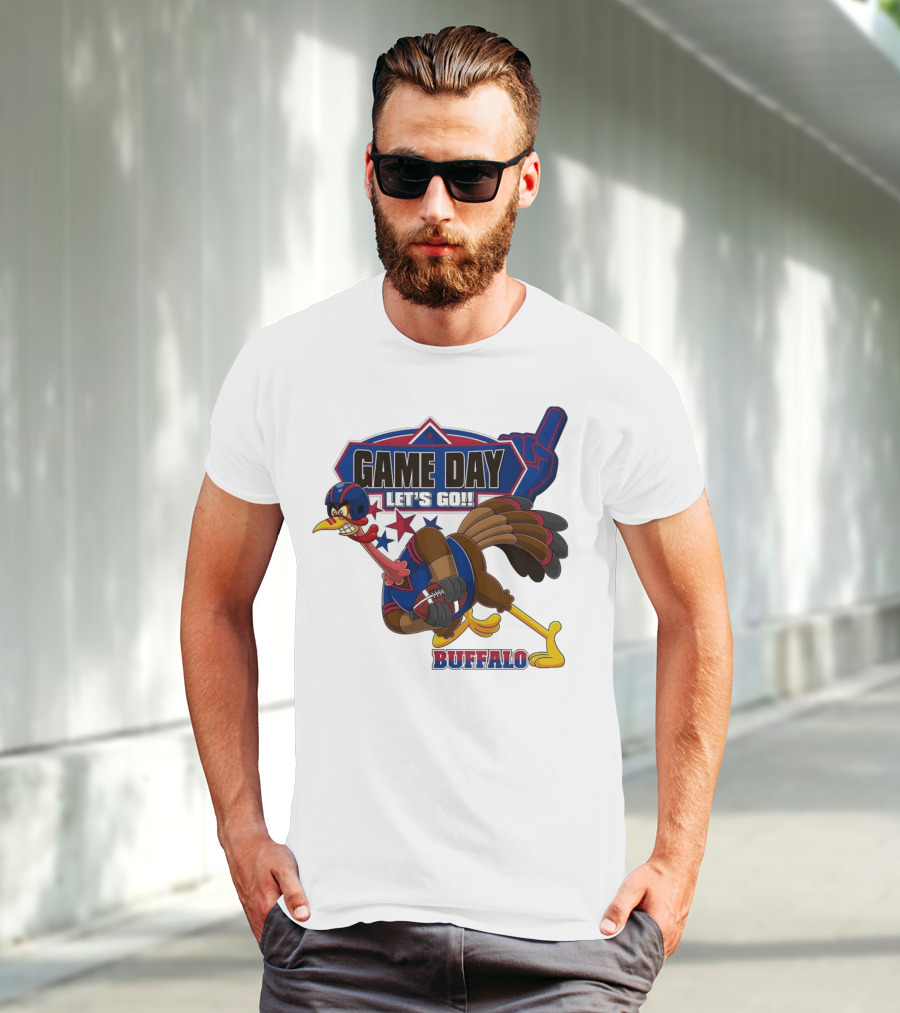 Game Day Let's Go Buffalo Football Turkey Mascot T-Shirt