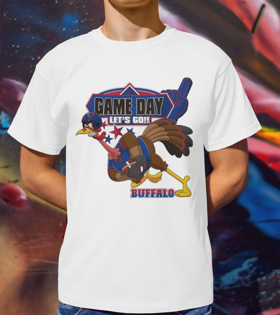 Game Day Let's Go Buffalo Football Turkey Mascot T-Shirt