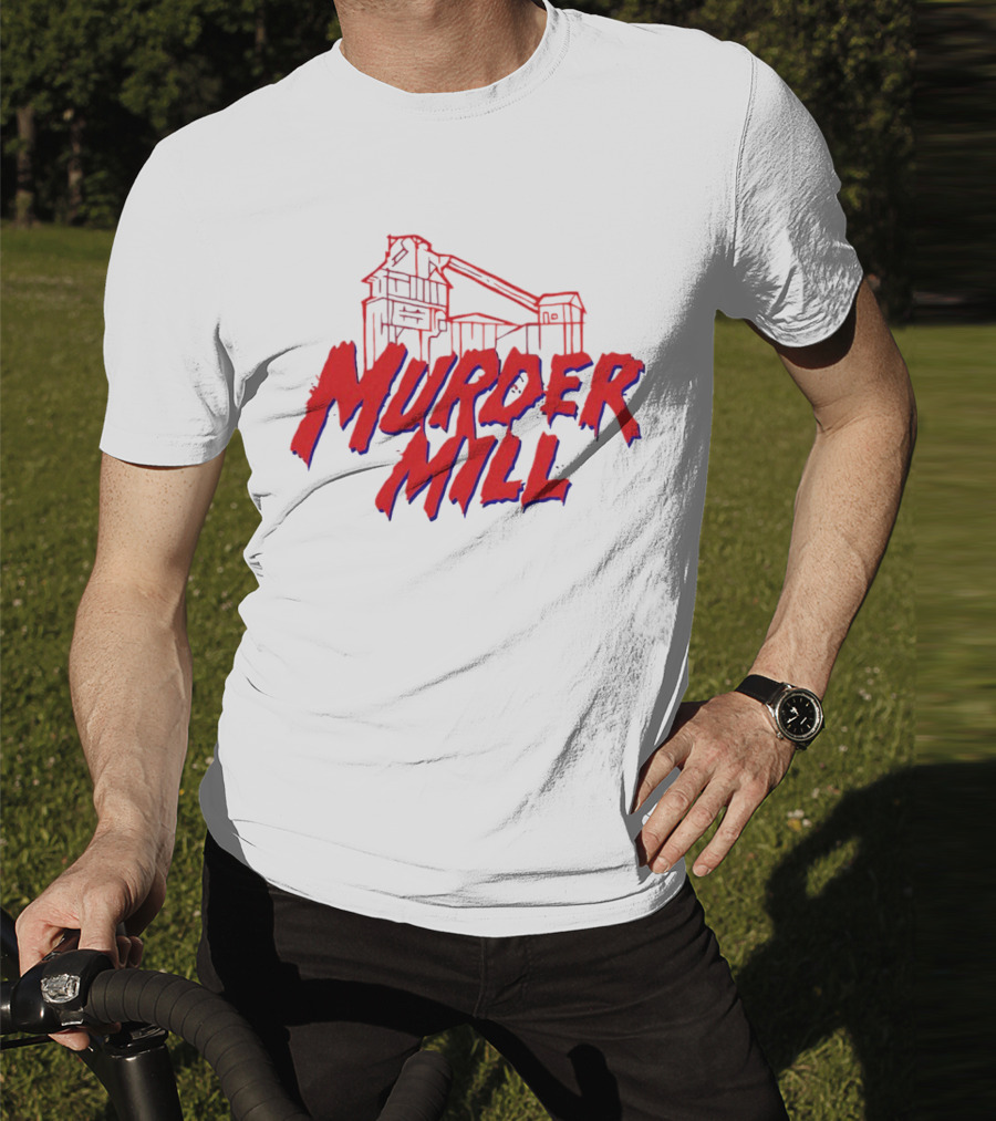 Murder Mill Haunted House Distressed Typography Iconic Building T-Shirt