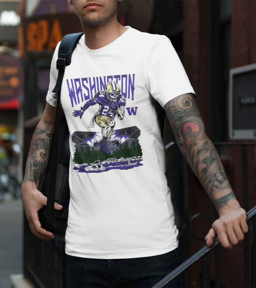 Washington Huskies Dawg Dash Immortal Football Stadium And Boats T-Shirt