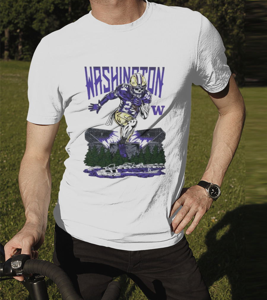 Washington Huskies Dawg Dash Immortal Football Stadium And Boats T-Shirt
