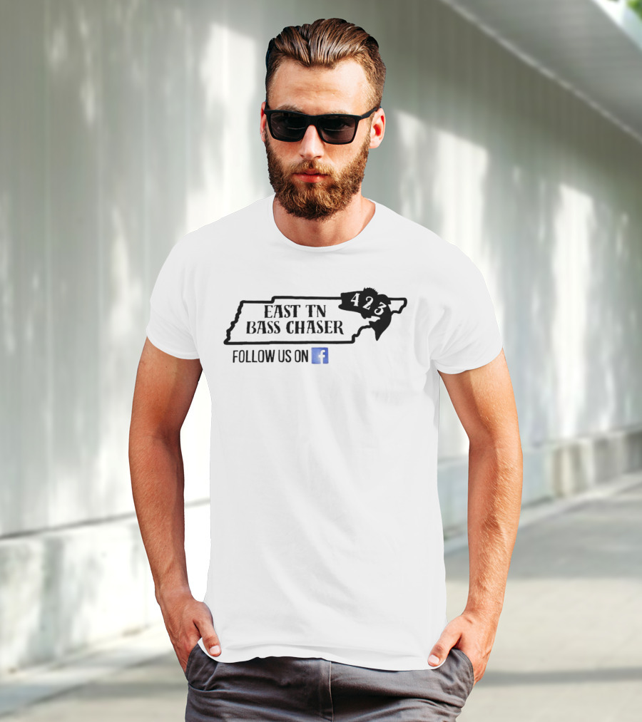 East TN Bass Chaser 423 Follow Us On Facebook T-Shirt