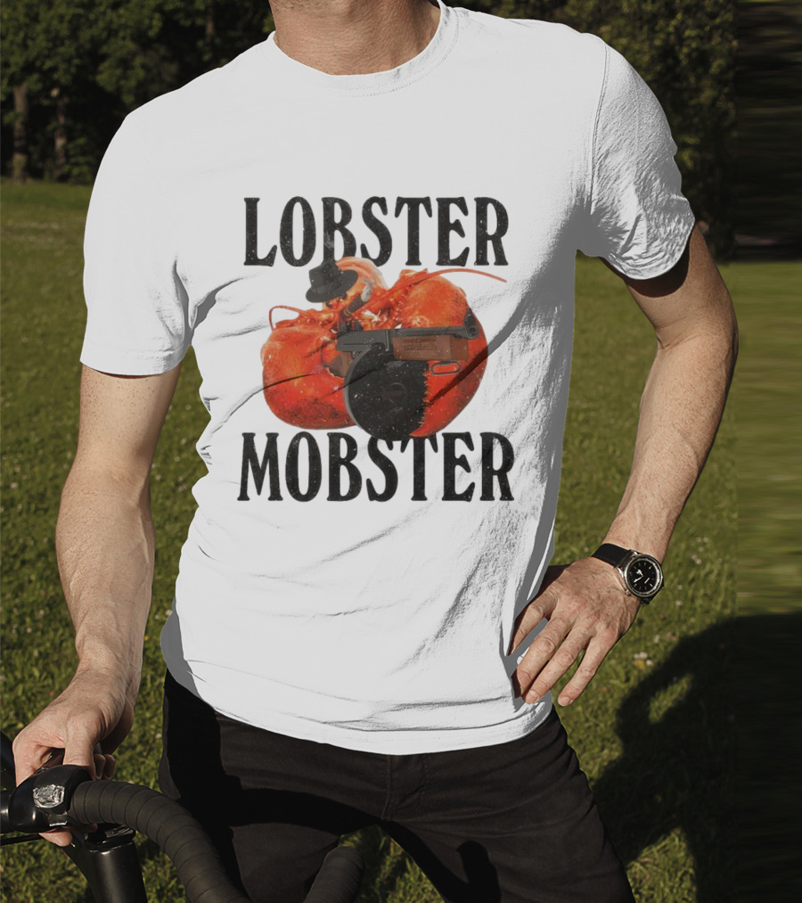 Lobster Mobster Gangster Style With Hat And Tommy Gun T-Shirt