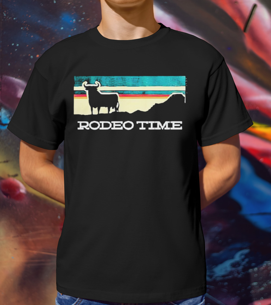 Rodeo Time Buffalo Silhouette Striped Sunset T-Shirt