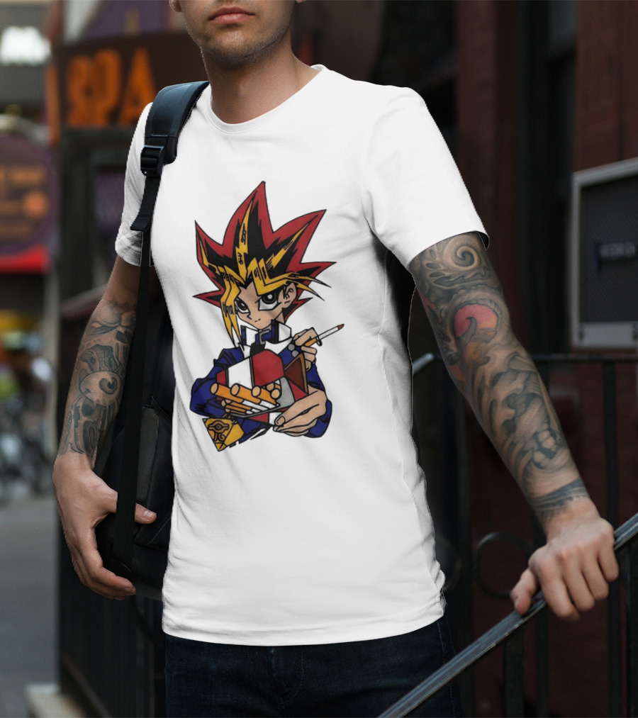 Yu-Gi-Oh Yugi Holding Cards With Millennium Puzzle T-Shirt