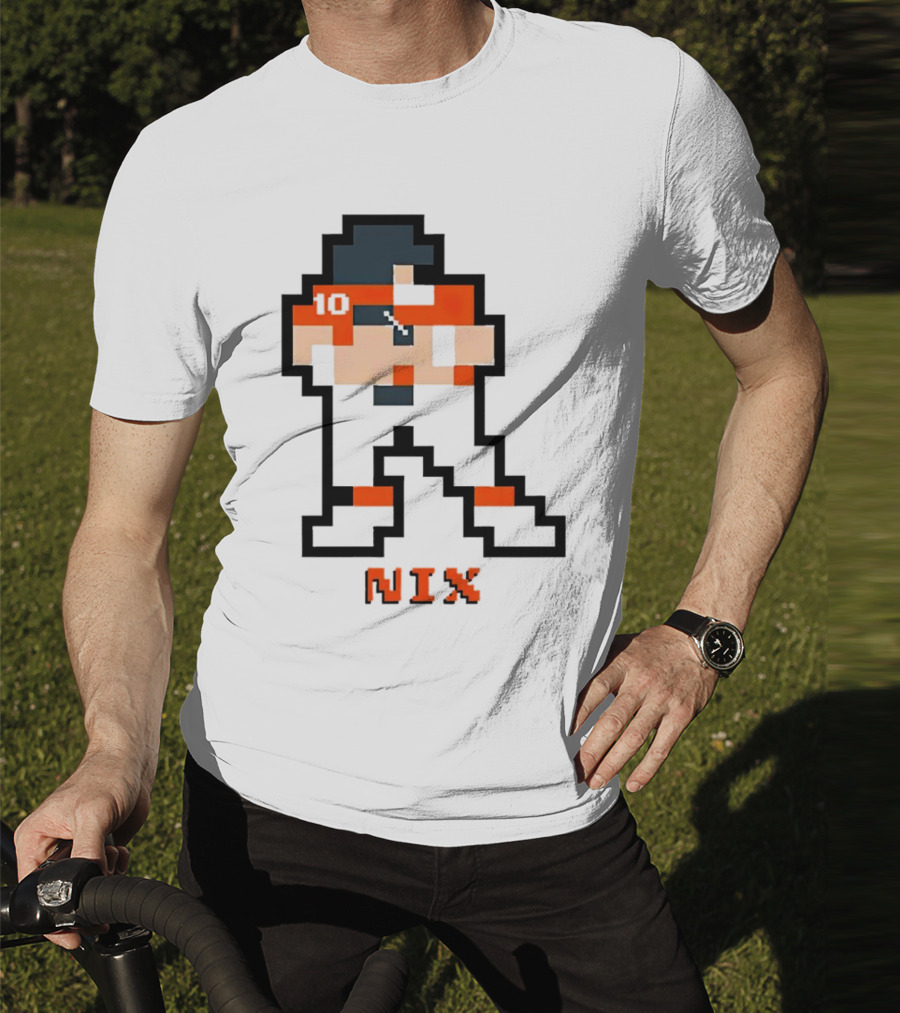 Bo Nix 8-Bit Pixel Art 10 Block Figure T-Shirt