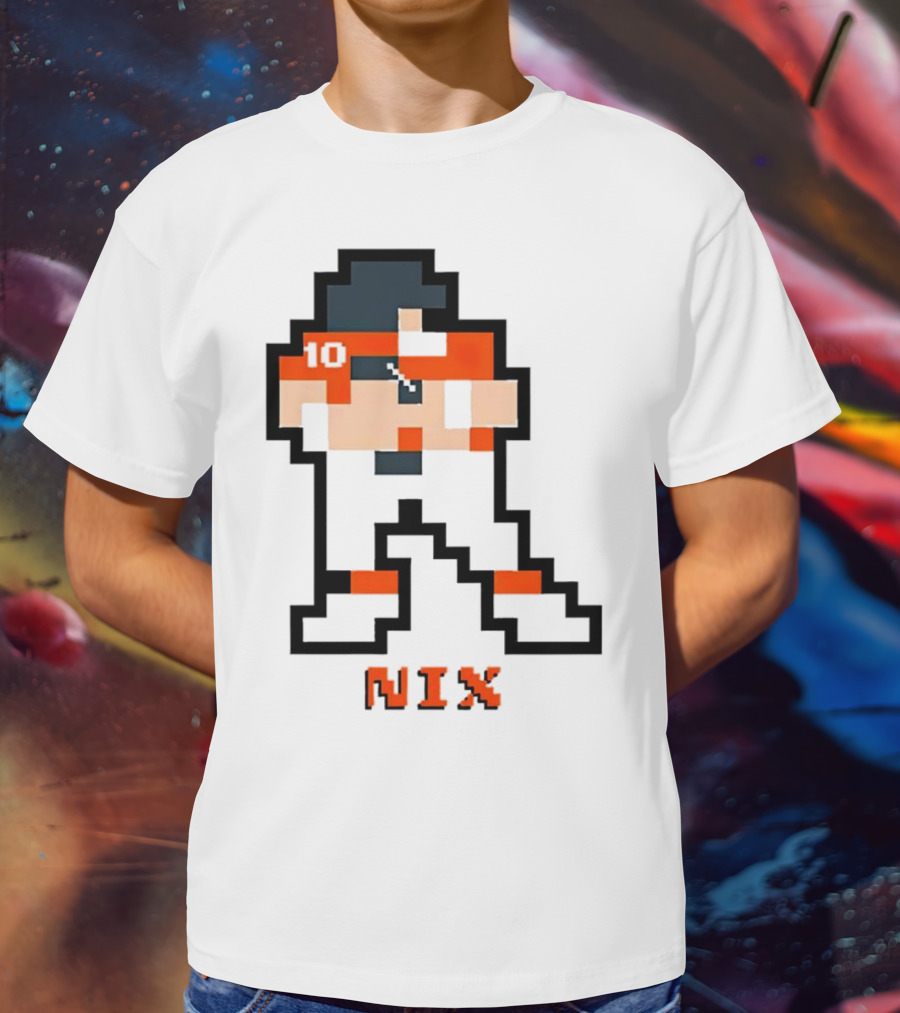 Bo Nix 8-Bit Pixel Art 10 Block Figure T-Shirt