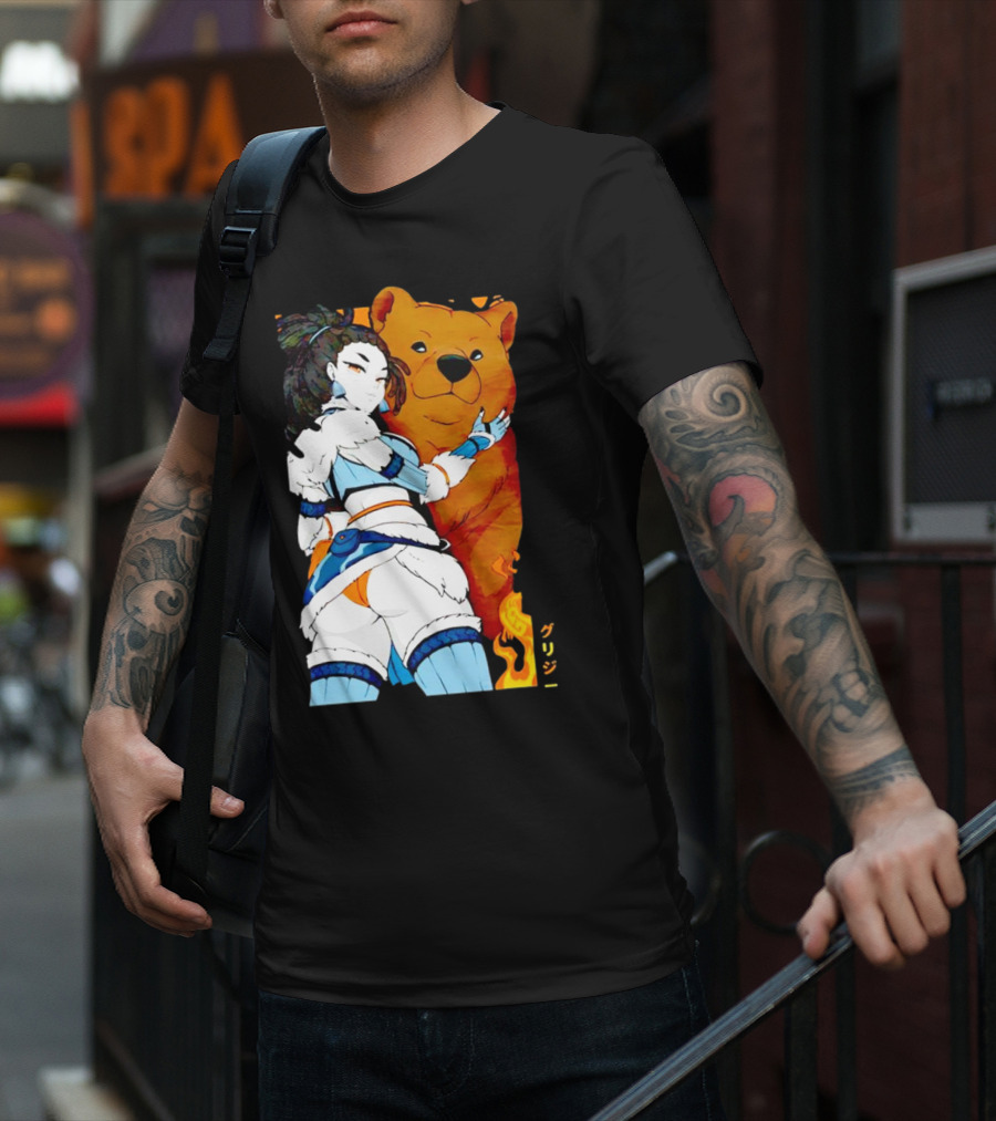 Grizzy X Gsupps Waifu Collab Anime Bear Fire T-Shirt