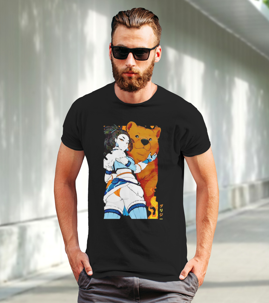 Grizzy X Gsupps Waifu Collab Anime Bear Fire T-Shirt